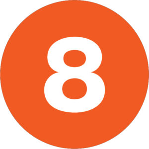 3" Circle - "8" (Orange) Number Labels