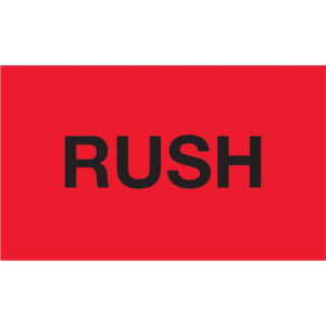 3 x 5" - "Rush" (Fluorescent Red) Labels