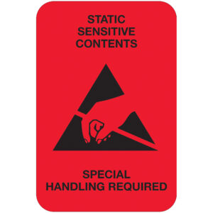 2 x 3" - "Static Sensitive Contents" (Fluorescent Red) Labels