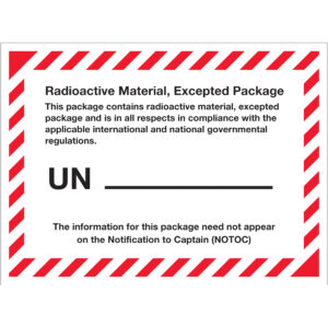 4 3/8 x 3 1/4" - "Radioactive Material, Excepted Package" Labels