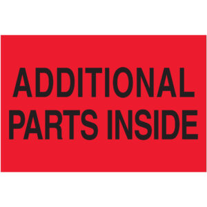 2 x 3" - "Additional Parts Inside" (Fluorescent Red) Labels
