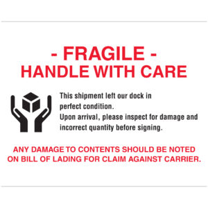 8 x 10" - "Fragile - Handle With Care" Labels