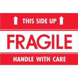 2 x 3" - "Fragile - This Side Up - HWC" Labels