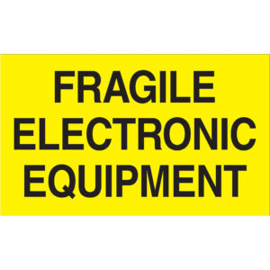 3 x 5" - "Fragile Electronic Equipment" (Fluorescent Yellow) Labels