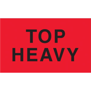 3 x 5" - "Top Heavy" (Fluorescent Red) Labels