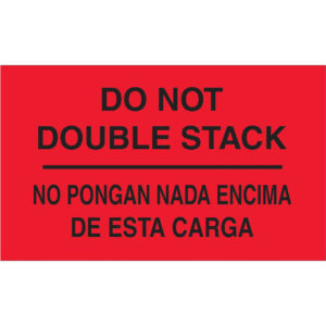 3 x 5" - "No Pongan Nada Encima De Esta Carga" (Fluorescent Red) Bilingual Labels