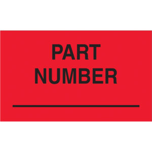 3 x 5" - "Part Number" (Fluorescent Red) Labels