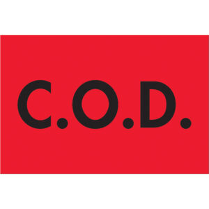 2 x 3" - "C.O.D." (Fluorescent Red) Labels