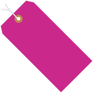 4 3/4 x 2 3/8" Fluorescent Pink 13 Pt. Shipping Tags - Pre-Strung