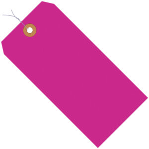 4 3/4 x 2 3/8" Fluorescent Pink 13 Pt. Shipping Tags - Pre-Wired