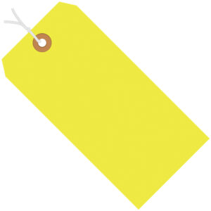 6 1/4 x 3 1/8" Fluorescent Yellow 13 Pt. Shipping Tags - Pre-Strung