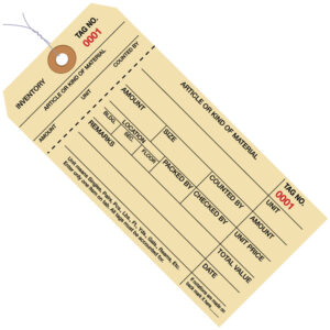 6 1/4 x 3 1/8" - (4000-4999) Inventory Tags 1 Part Stub Style #8 - Pre-Wired