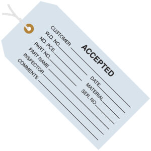4 3/4 x 2 3/8" - "Accepted (Blue)" Inspection Tags - Pre-Strung