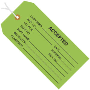 4 3/4 x 2 3/8" - "Accepted (Green)" Inspection Tags - Pre-Strung