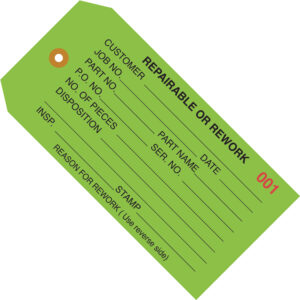 4 3/4 x 2 3/8" - "Repairable or Rework" Inspection Tags