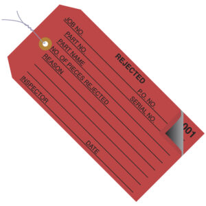 4 3/4 x 2 3/8" - "Rejected" Inspection Tags 2 Part - Numbered 000 - 499 - Pre-Wired