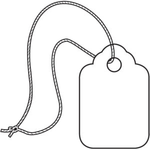 3/8 x 13/16"  White Merchandise Tags - Pre-Strung White String