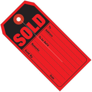 4 3/4 x 2 3/8"  "SOLD" Retail Tags