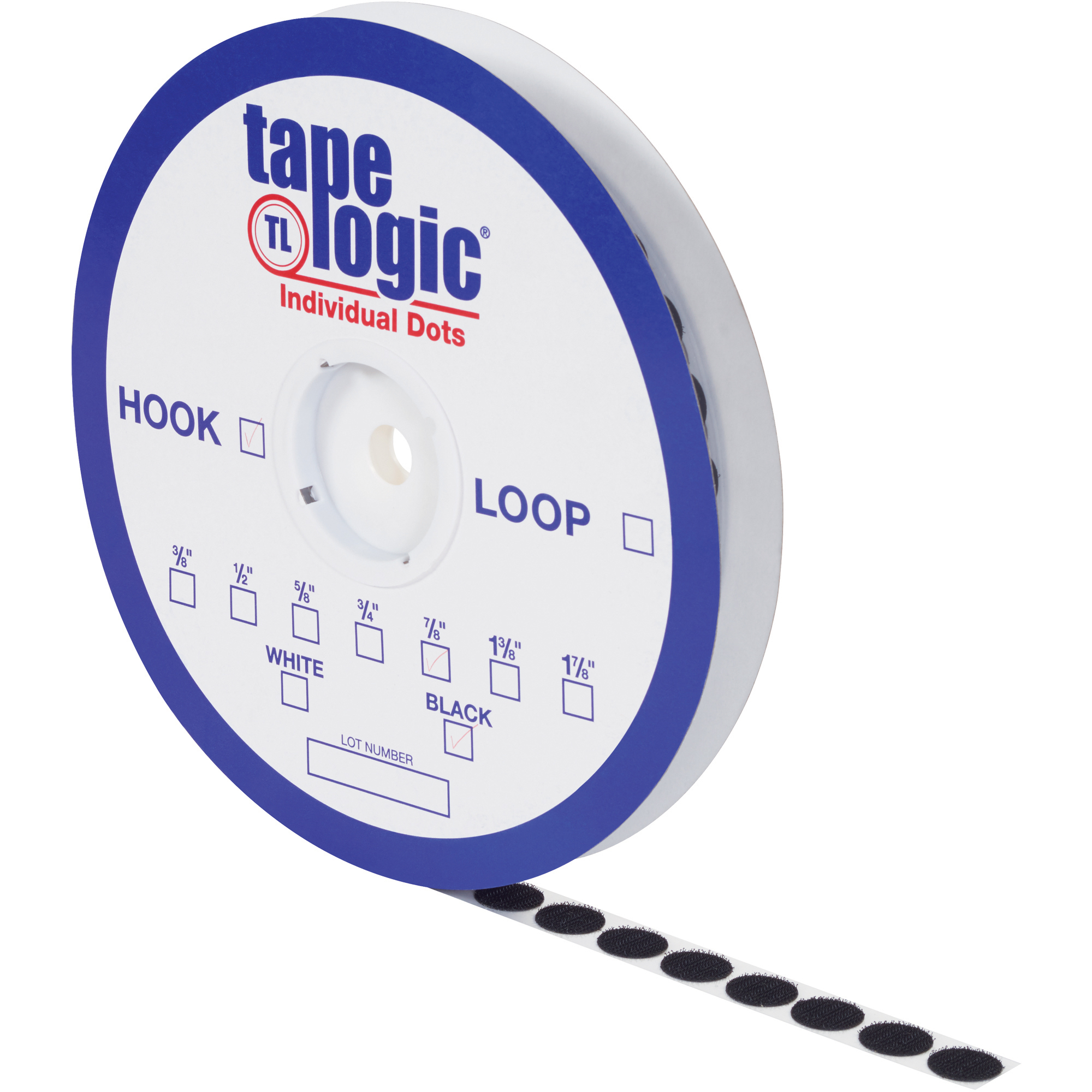 3/8" Black Hook Tape Logic® Individual Tape Dots