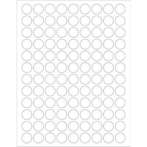 3/4" White Circle Laser Labels