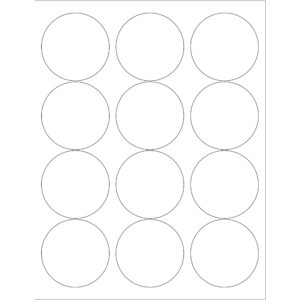 2 1/2" White Circle Laser Labels
