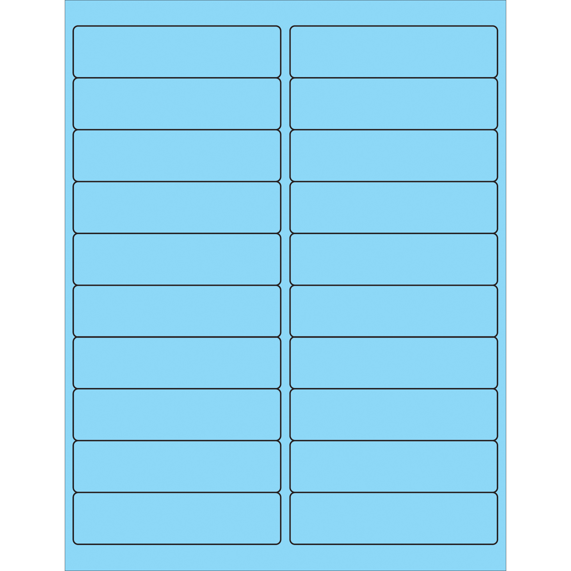 4 x 1" Fluorescent Pastel Blue Rectangle Laser Labels