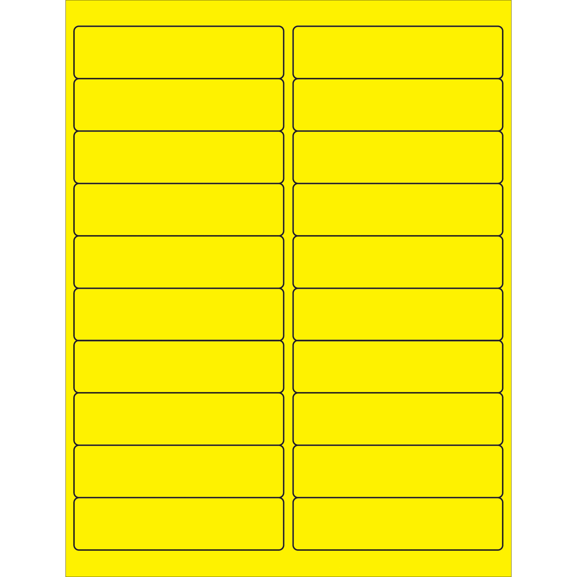 4 x 1" Fluorescent Yellow Rectangle Laser Labels
