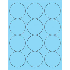 2 1/2" Fluorescent Pastel Blue Circle Laser Labels