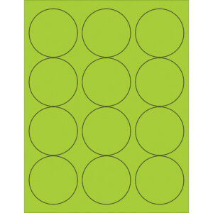 2 1/2" Fluorescent Green Circle Laser Labels