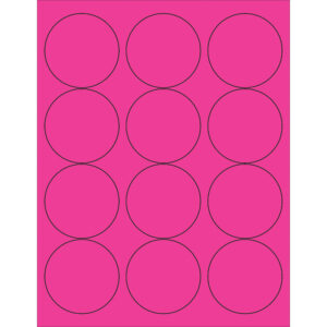 2 1/2" Fluorescent Pink Circle Laser Labels