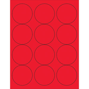2 1/2" Fluorescent Red Circle Laser Labels