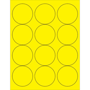 2 1/2" Fluorescent Yellow Circle Laser Labels