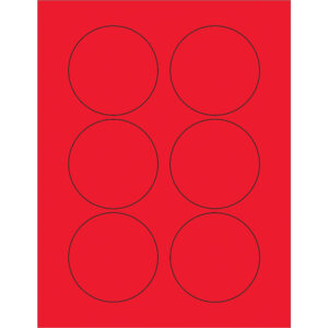 3" Fluorescent Red Circle Laser Labels