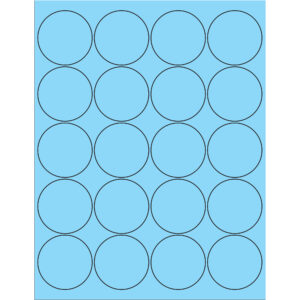 2" Fluorescent Pastel Blue Circle Laser Labels