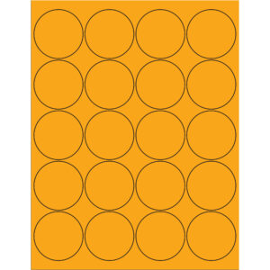 2" Fluorescent Orange Circle Laser Labels