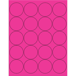 2" Fluorescent Pink Circle Laser Labels