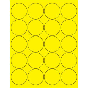 2" Fluorescent Yellow Circle Laser Labels