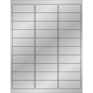 2 5/8 x 1" Silver Foil  Rectangle Laser Labels